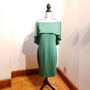 Off Shoulder Batwing Cape Midi Dress